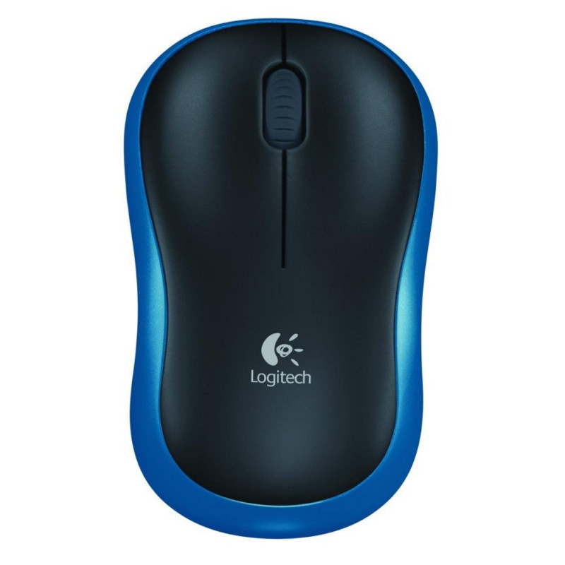 Logitech M185  Draadloze Muis  Links en Rechtshandig  RF  1000 DPI  ZwartBlauw