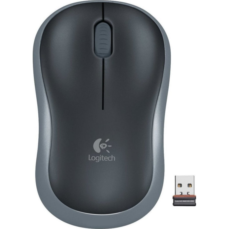Logitech M185  Draadloze Muis  Links en Rechtshandig  RF  1000 DPI  ZwartGrijs