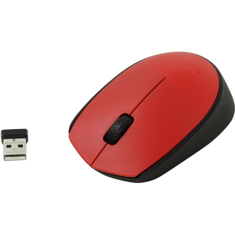 Logitech M171  Draadloze Muis  Links en Rechtshandig  RF  1000 DPI  RoodZwart