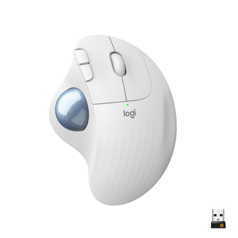 Logitech M575 Ergo Trackball  Ergonomische Draadloze Muis  Rechtshandig  RF  Bluetooth  2000 DPI  Wit