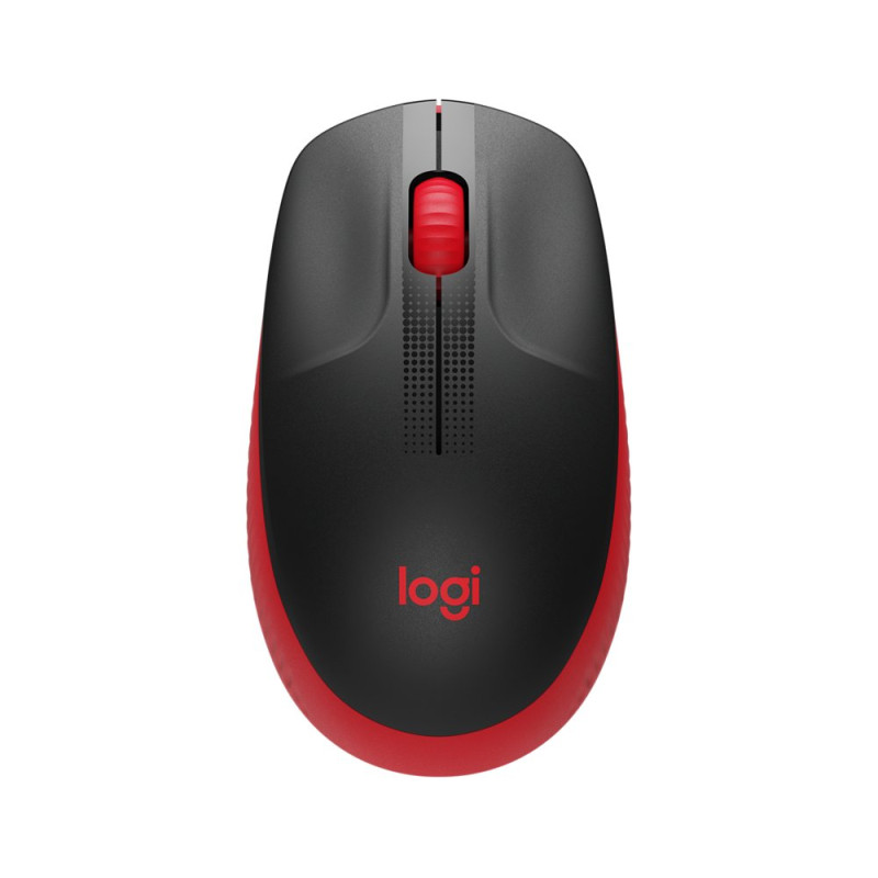 Logitech M190  Draadloze Muis  Links en Rechtshandig  RF  1000 DPI  ZwartRood