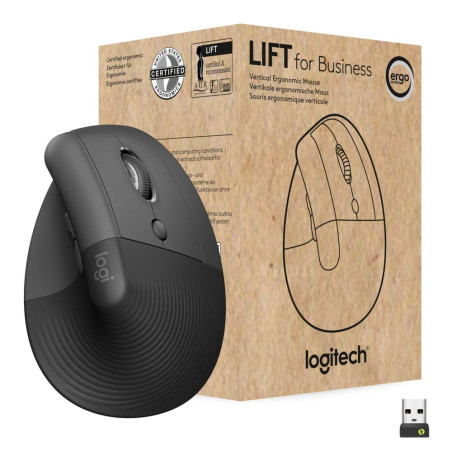 Logitech Lift for Business Ergonomische Draadloze Muis Rechtshandig RF Bluetooth 4000 DPI Grafiet