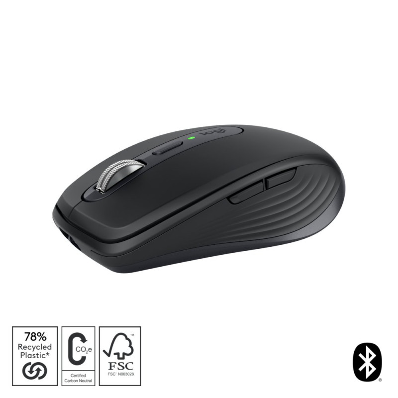 Logitech MX Anywhere 3S  Draadloze Muis  Rechtshandig  RF  Bluetooth  8000 DPI  Grafiet