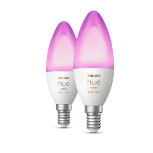 Philips Hue White Color Ambiance E14 Kaarslamp (2 Stuks) Losse Lampen Dimbaar Compatibel met Philips Hue Bridge