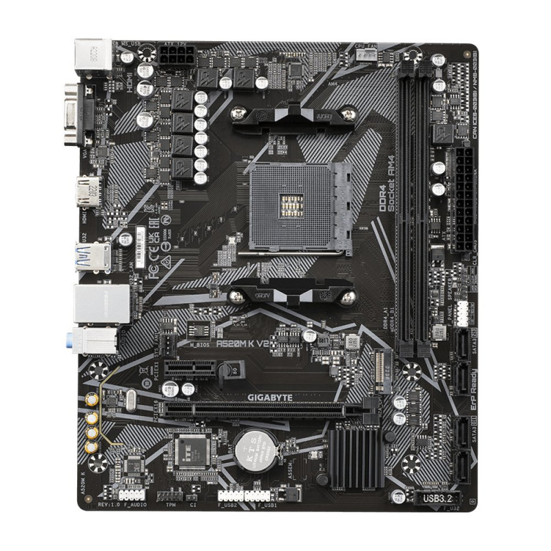 Gigabyte A520MK V2  Socket AM4  AMD A520  2xDDR4  MicroATX  Moederbord
