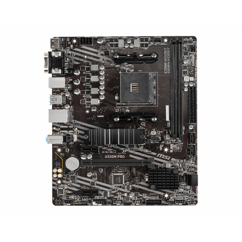 MSI A520M PRO  Socket AM4  AMD A520  2xDDR4  MicroATX  Moederbord