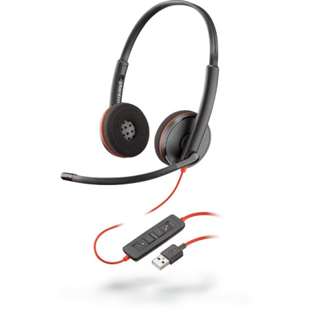 Poly Blackwire C3220 Bedrade On-ear Stereo Headset USB-A Zwart