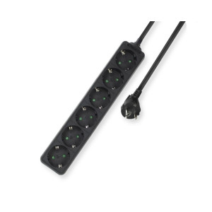 ACT AC2460 Stekkerdoos 6 Stopcontacten 3 m Binnen Zwart