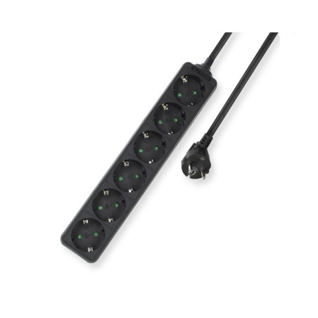 ACT AC2460 Stekkerdoos 6 Stopcontacten 3 m Binnen Zwart