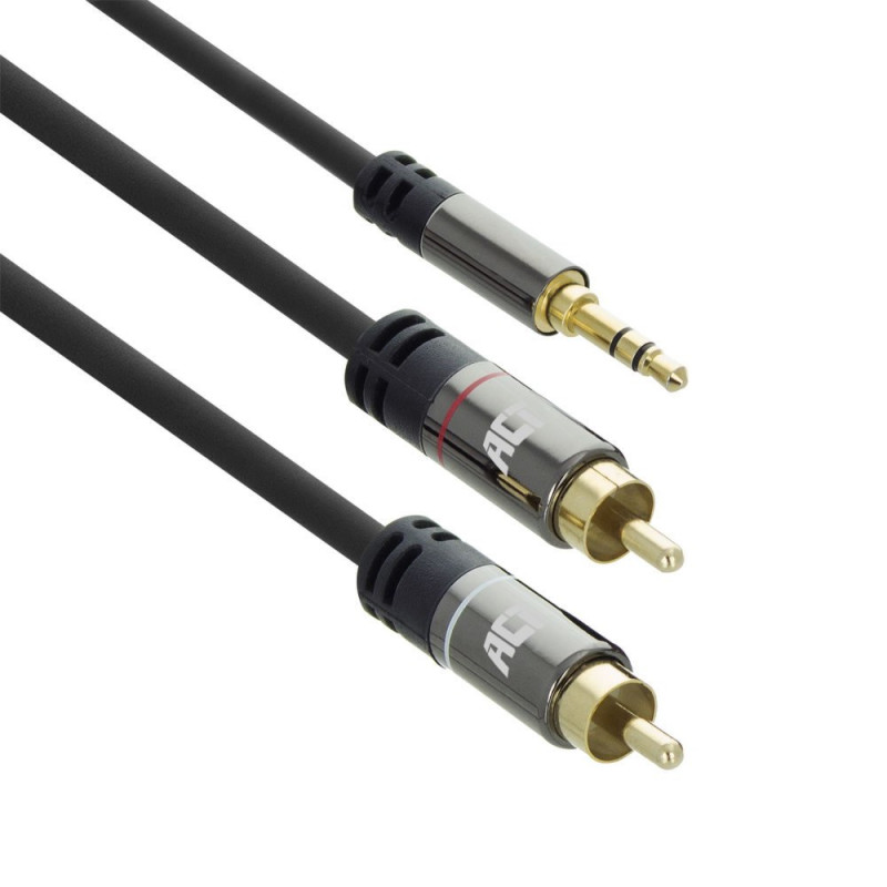 ACT AC3605  35mm naar 2x RCA Audiokabel  15 Meter  Stereo  Zwart