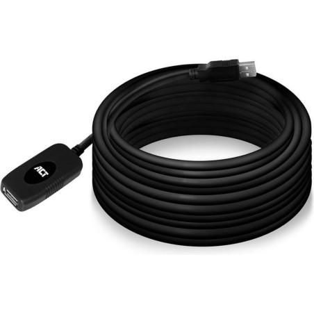 ACT AC6010  USB 20 Signaalversterker  USBA naar USBA  10m  Zwart