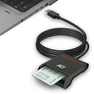 ACT AC6015 USB Smartcard eID Kaartlezer  Zwart  USB 2.0  Geschikt voor Windows  macOS