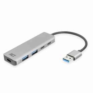 ACT AC6125  USB 32 Gen 1 31 Gen 1 TypeA Interface Hub  5000 Mbits  Grijs