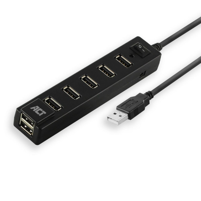 ACT AC6215  USB 20 Interface Hub  480 Mbps  Zwart