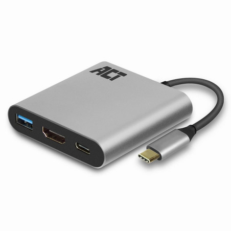 ACT AC7022 USBC naar HDMI Female Adapter PD PassThrough 60W 4K USBA