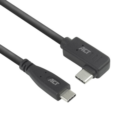 ACT AC7405 USB 30 Kabel USBC recht naar USBC haaks 60W 10Gbps 05m Zwart