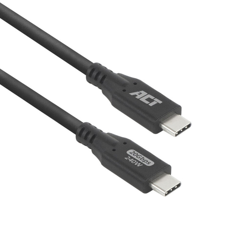 ACT  USB4 Kabel  20Gbps  240W  USBC naar USBC  05m  Zwart