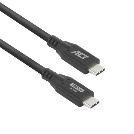 ACT USB 30 Kabel 10Gbps 60W USBC naar USBC 05m Zwart