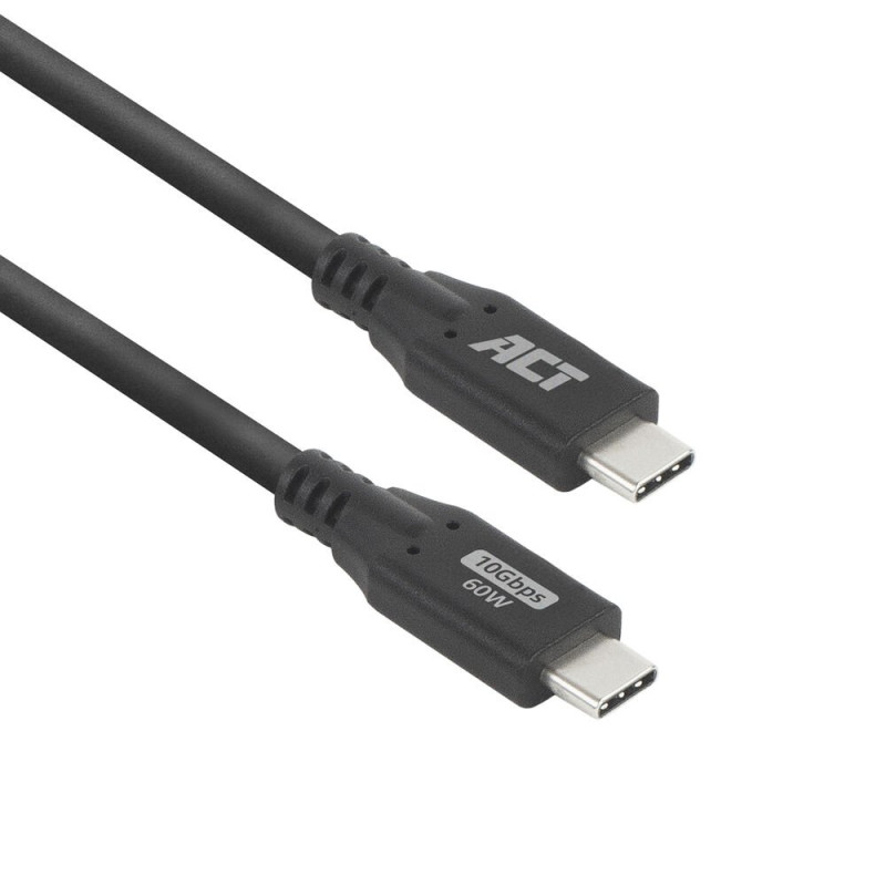 ACT  USB 30 Kabel  10Gbps  60W  USBC naar USBC  2m  Zwart