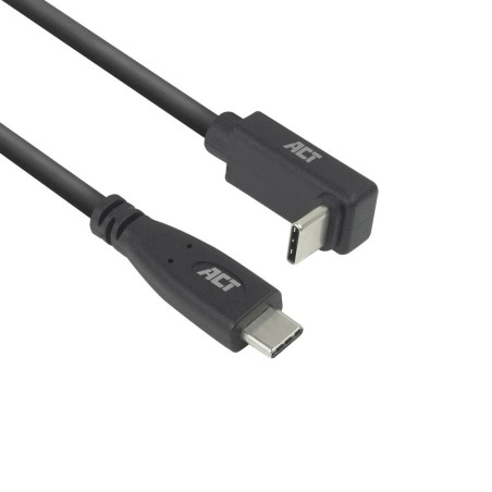 ACT AC7471  USB 32 Gen 2 Kabel  USBC recht naar USBC haaks bovenbeneden  60W  10Gbps  1m  Zwart