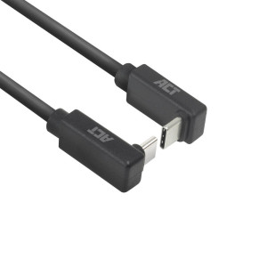 ACT AC7476  USB 32 Gen 2 Kabel  USBC haaks bovenbeneden naar USBC haaks bovenbeneden  60W  10Gbps  05m  Zwart