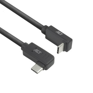 ACT AC7481  USB 32 Gen 2 Kabel  USBC haaks linksrechts naar USBC haaks bovenbeneden  60W  10Gbps  1m  Zwart