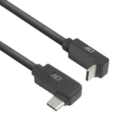 ACT AC7481  USB 32 Gen 2 Kabel  USBC haaks linksrechts naar USBC haaks bovenbeneden  60W  10Gbps  1m  Zwart
