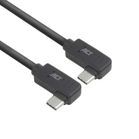 ACT AC7486  USB 32 Gen 2 Kabel  USBC haaks linksrechts naar USBC haaks linksrechts  60W  10Gbps  05m  Zwart