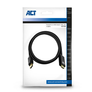 ACT AC7550 DisplayPort naar HDMI Kabel 18 m Zwart
