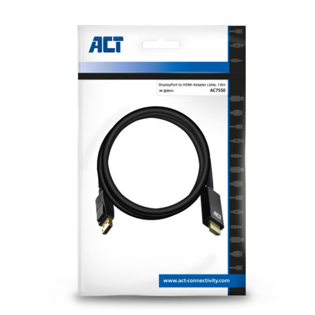 ACT AC7550 DisplayPort naar HDMI Kabel 18 m Zwart