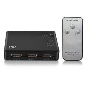 ACT AC7845 HDMI Switch 3 Ingangen 1 Uitgang 4K 30Hz Inclusief Afstandsbediening