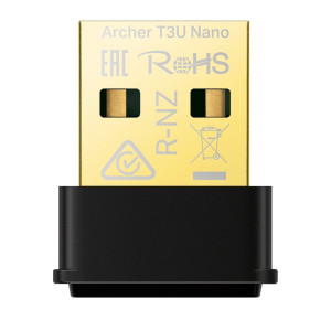 TPLink Archer T3U Nano  WiFi 5 USB Adapter  Dualband 24 GHz  5 GHz  1300 Mbps  USB 20  Zwart