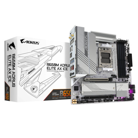 Gigabyte B650M AORUS ELITE AX ICE  Socket AM5  AMD B650  4xDDR5  Micro ATX  Moederbord