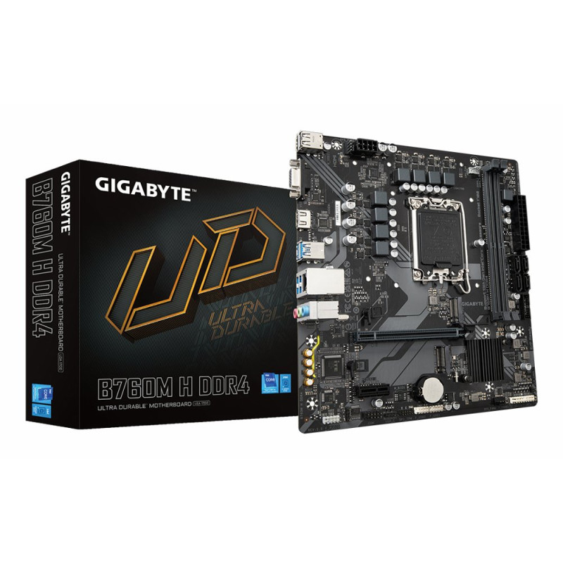 Gigabyte B760M H DDR4  Socket LGA 1700  Intel B760  4xDDR4  Micro ATX  Moederbord