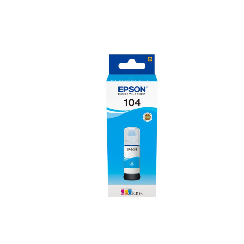 Epson 104 EcoTank Inktfles  Kleur Cyaan  Compatibel met Epson EcoTank-printers
