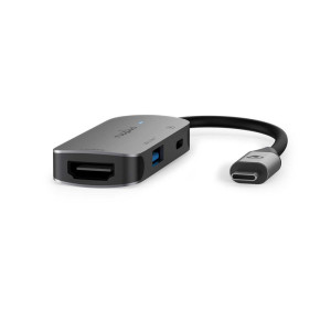 Nedis CCGB64230GY01 Interface Hub USB 3.2 Gen 1 (3.1 Gen 1) 1 USB-A 1 USB-C 1 HDMI 5 Gbps Grijs