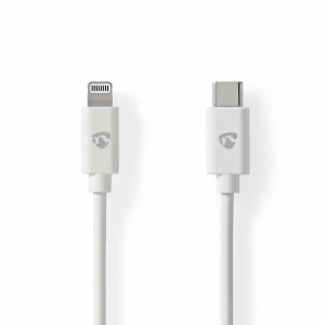 Nedis CCGL39650WT20 Lightning-naar-USB-C kabel 2 m Lightning Male naar USB-C Male Opladen en synchroniseren Wit