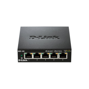 D-Link DGS-105  Unmanaged Switch  5 Poorten  Gigabit Ethernet (10/100/1000 Mbps)  Zwart