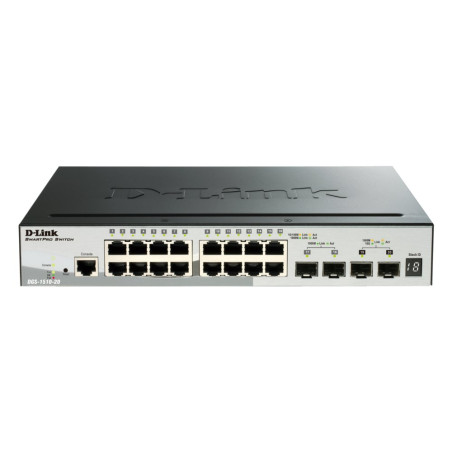 D-Link DGS-1510-20  Managed L3 Switch  20 Poorten  Gigabit Ethernet (10/100/1000 Mbps)  Zwart