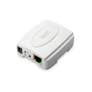 Digitus DN-13003-2 Print Server  1x USB 2.0  1x RJ45 10/100 Mbps  TCP/IP IPX/SPX NetBEUI AppleTalk