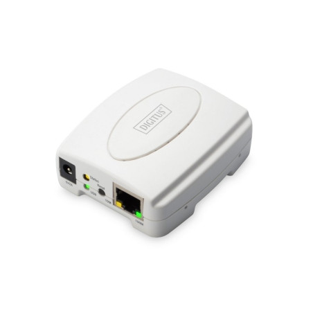 Digitus DN-13003-2 Print Server  1x USB 2.0  1x RJ45 10/100 Mbps  TCP/IP IPX/SPX NetBEUI AppleTalk