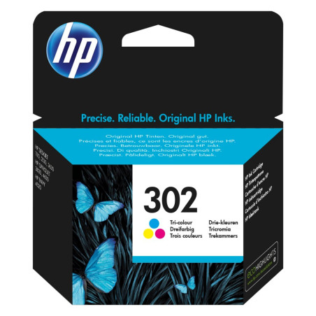 HP 302  Originele Cyaan/Magenta/Geel Inktcartridge  1 Stuk