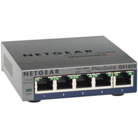 Netgear GS105E200PES  5poorts Gigabit Smart Managed Plus Switch  VLANQoS  Webbeheer  Compact