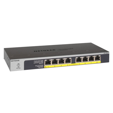 NETGEAR GS108LP  Unmanaged Switch  8 Poorten  Gigabit Ethernet 101001000 Mbps  8x PoE 60W  FlexPoE  Fanless  1U R