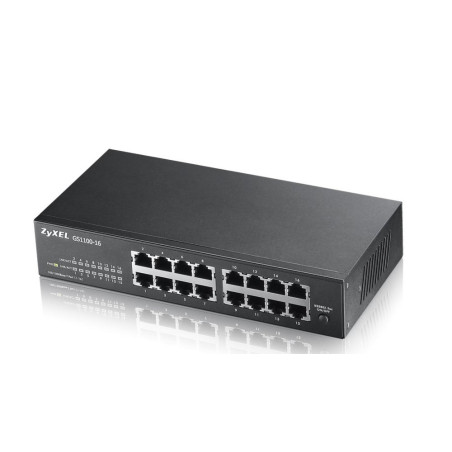 Zyxel GS1100-16  Unmanaged Switch  16-poorts Gigabit Ethernet  Zwart