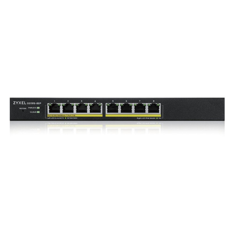 Zyxel GS1915-8EP Managed L2 Gigabit PoE Switch  8 Poorten  NebulaFlex  Zwart