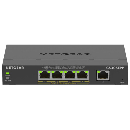 GS305EPP100PES  5poorts Gigabit Smart Managed Plus PoE Switch  120W PoEvermogen  VLANQoS  Webbeheer