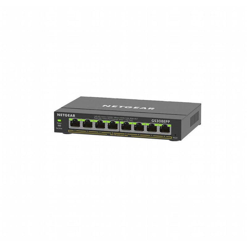 NETGEAR GS308EPP  8Poorts Gigabit Ethernet Switch  HighPower PoE  Zwart