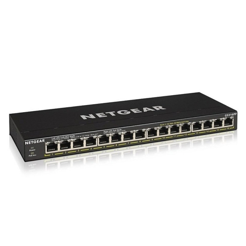 NETGEAR GS316PP  Unmanaged  Gigabit Ethernet (10/100/1000 Mbps)  Power over Ethernet (PoE)