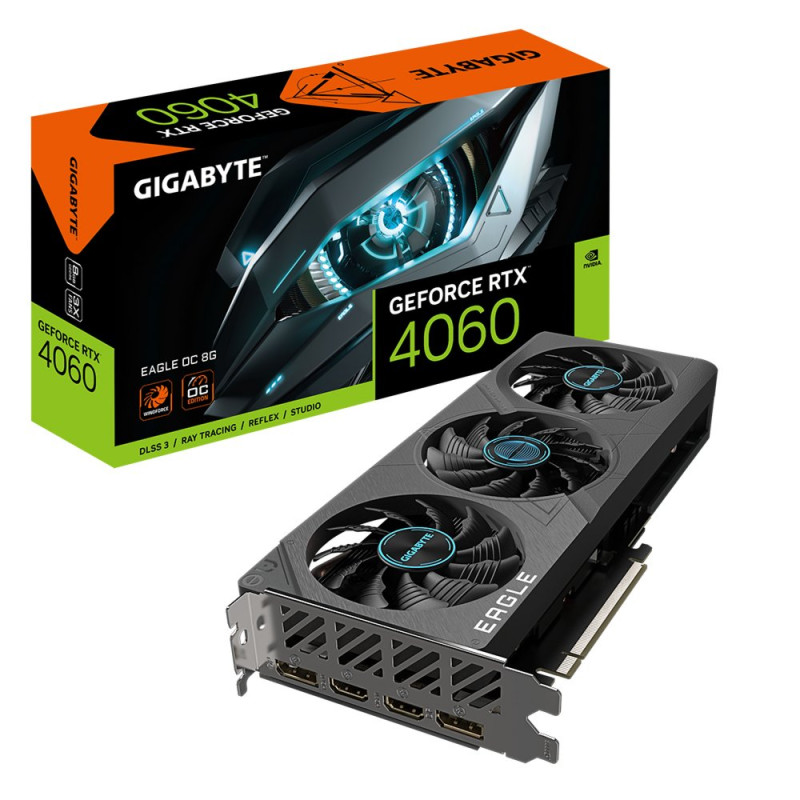 Gigabyte EAGLE GeForce RTX 4060 OC  8GB GDDR6  Videokaart  GPU  Nvidia